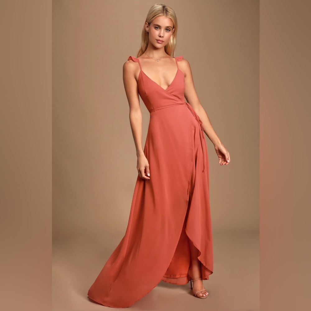 Lulu’s “Here's To Us” Rose High-Low Wrap Dress